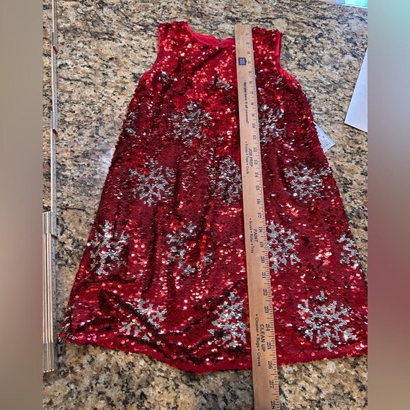 Cat & Jack girls red Reversible Sequin Snowflake sleeveless Dress small 6/6x - Picture 4 of 7